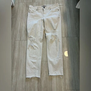 Kut From The Kloth Women’s White Distressed Straight Jeans Size 12L